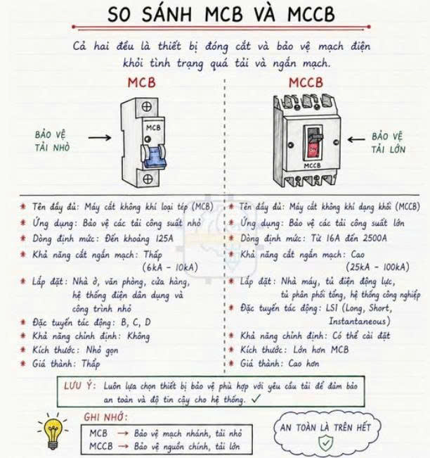 So Sánh MCB Và MCCB: Khác Nhau Như Thế Nào? Nên Chọn Loại Nào?